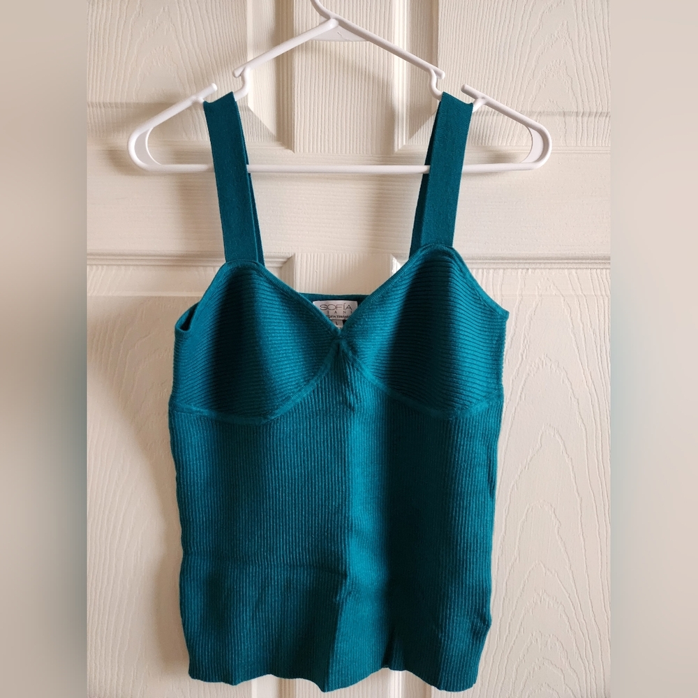 Sophia Jeans Teal Rib Knit Tank L